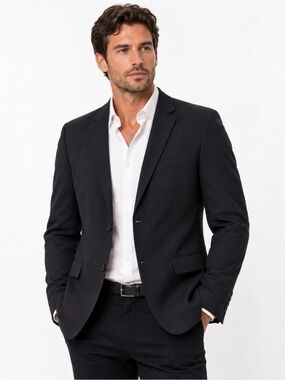 Bar III blazer suit jacket black work career wear sports coat double button up